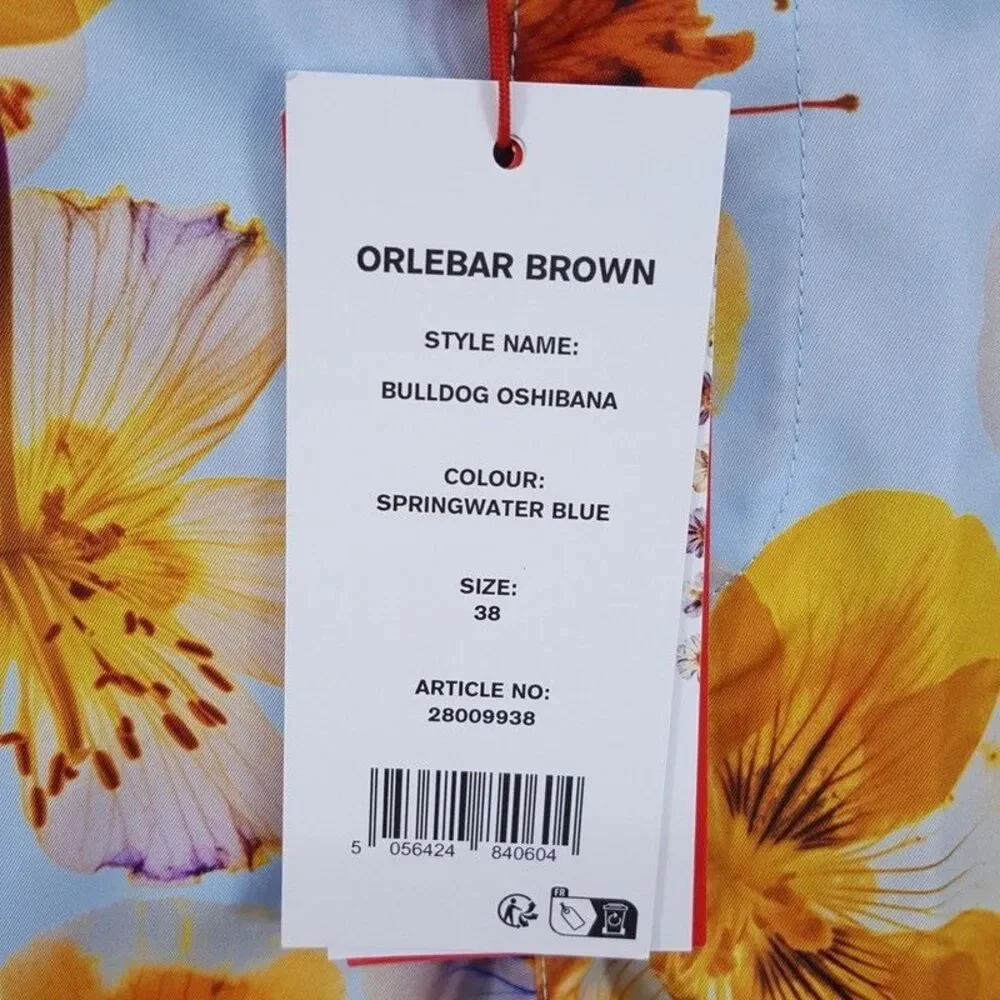 ORLEBAR BROWN Swim Shorts Mens Size 38 Blue Orange Floral BULLDOG OSHIBANA $395